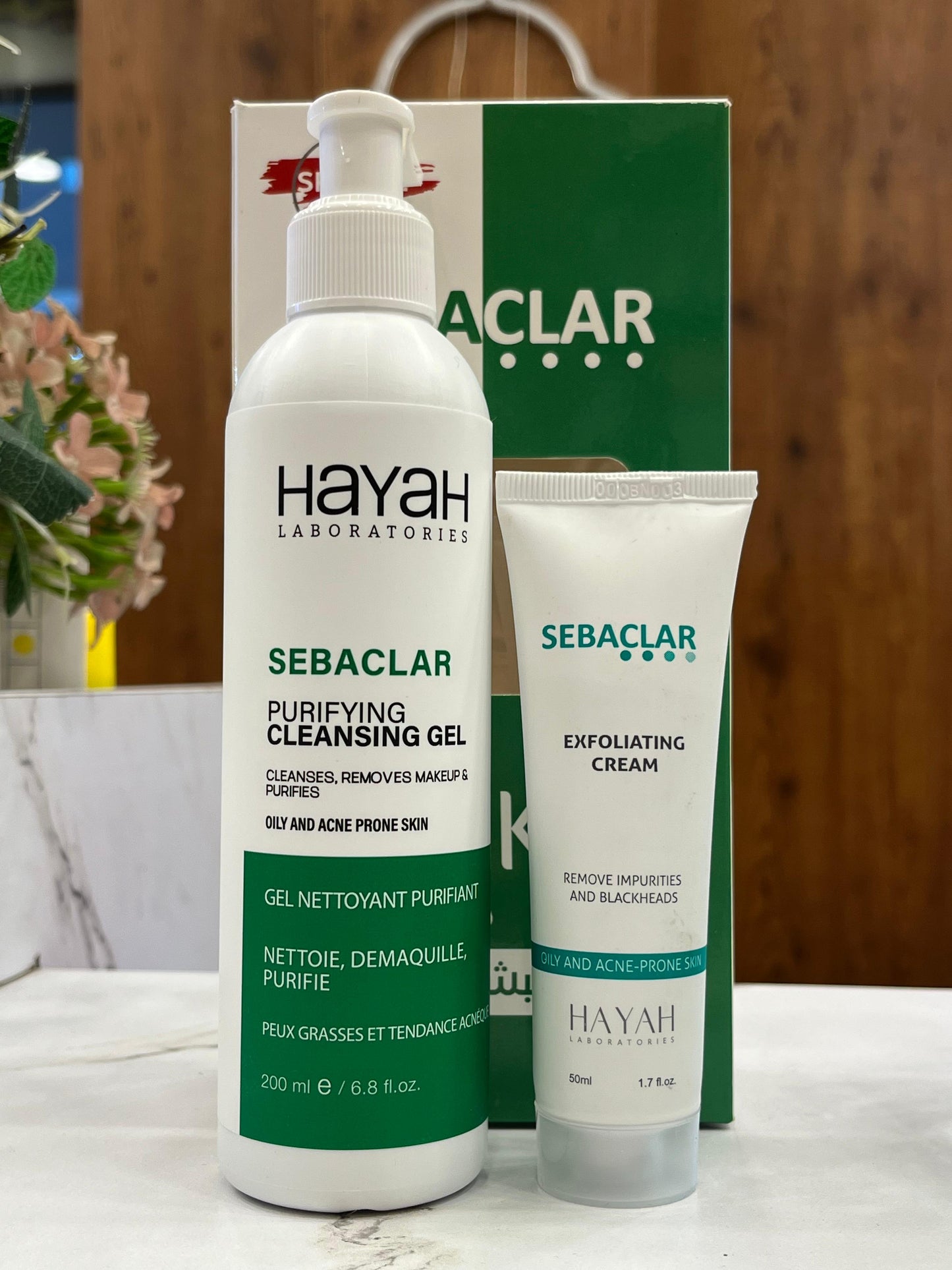 Sebaclar oily skin routine kit ( sebaclar purifying cleansing gel + sebaclar exfoliating cream ) special offer