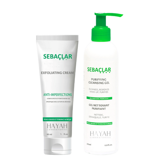 Sebaclar oily skin routine kit ( sebaclar purifying cleansing gel + sebaclar exfoliating cream ) special offer