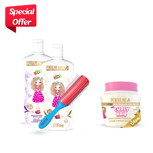 Penduline curly hair set (penduline curly hair shampoo+ penduline curly hair conditioner+ penduline curly hair cream+ hair brush) special offer