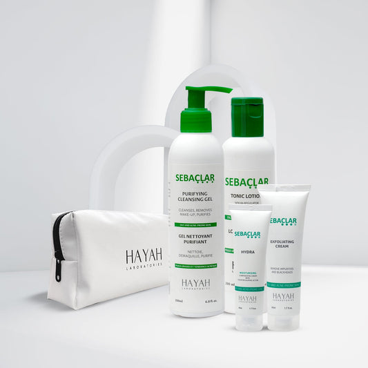 Sebaclar oily skin routine kit ( sebaclar purifying cleansing gel+ sebaclar hydra+ sebaclar exfoliating cream+ sebaclar tonic lotion ) special offer
