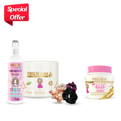 Penduline curly hair set ( penduline curly hair growth stimulator+ penduline curly hair mask + penduline curly hair cream with Shea butter+ 3 satin scrunchies ) special offer