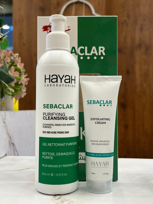Sebaclar oily skin routine kit ( sebaclar purifying cleansing gel + sebaclar exfoliating cream ) special offer